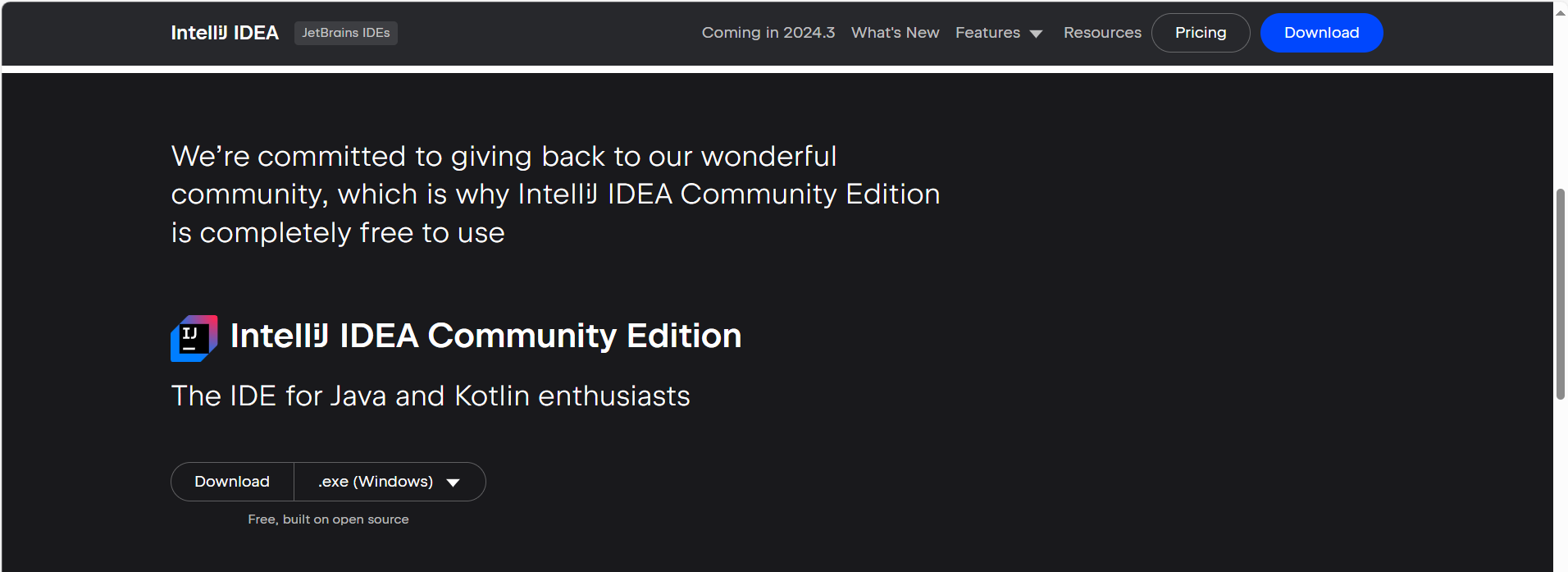 示例图片-在JetBrains官网下载社区版IDEA